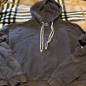 Aerie Gray Ribbed Hoodie